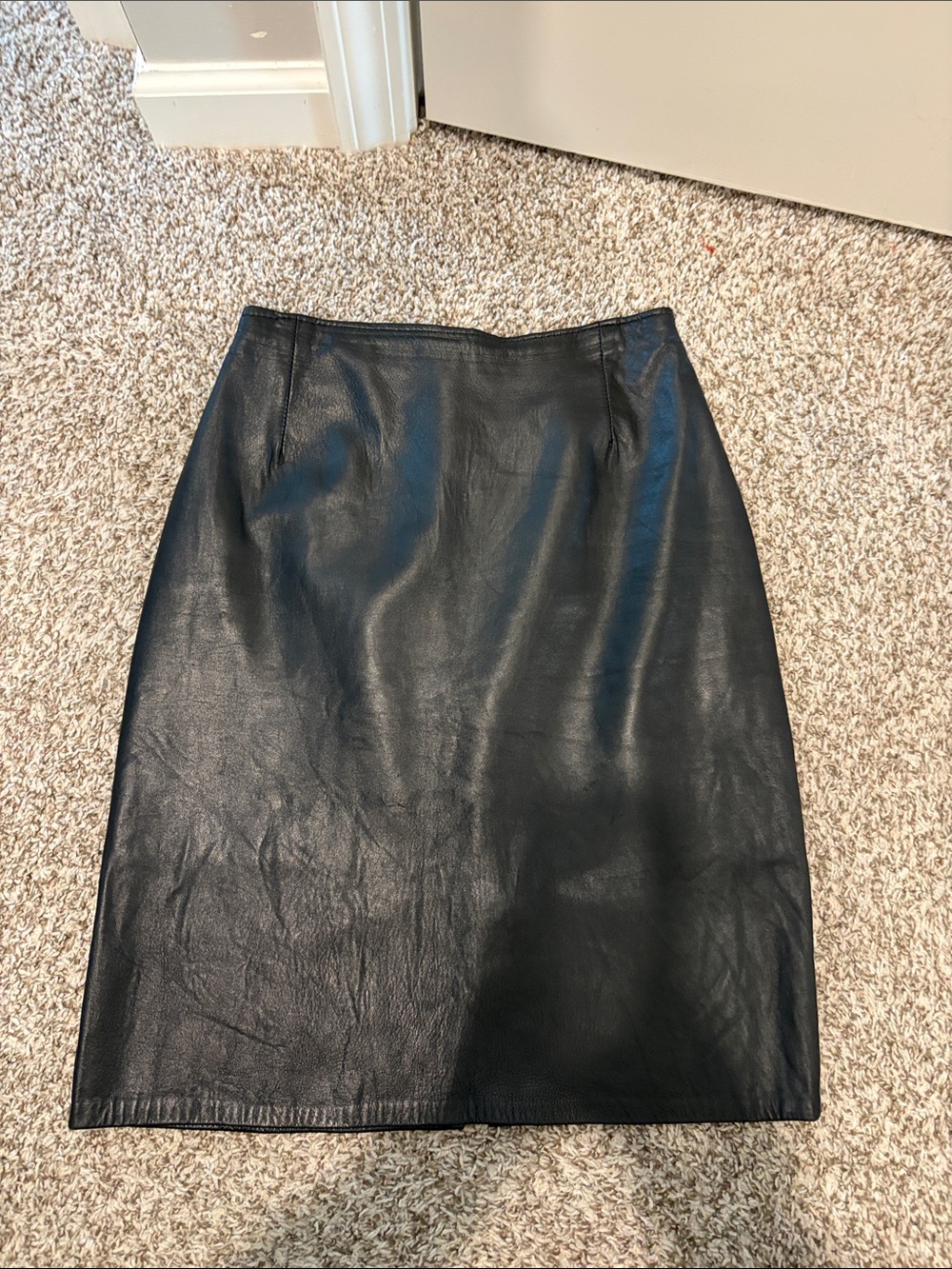 Women's Black Faux Leather Pencil Skirt